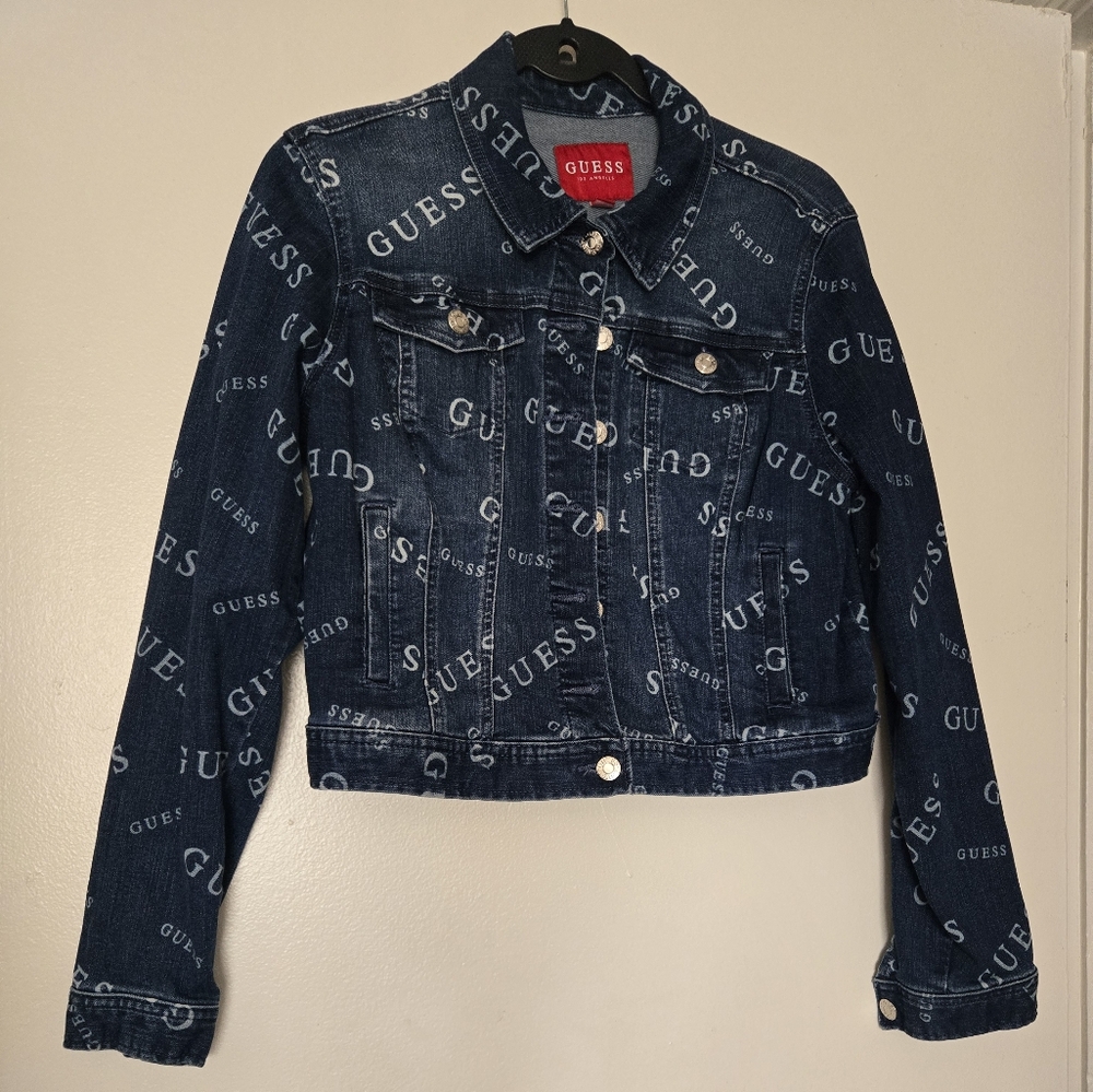 Guess Denim Jacket with Logo Print